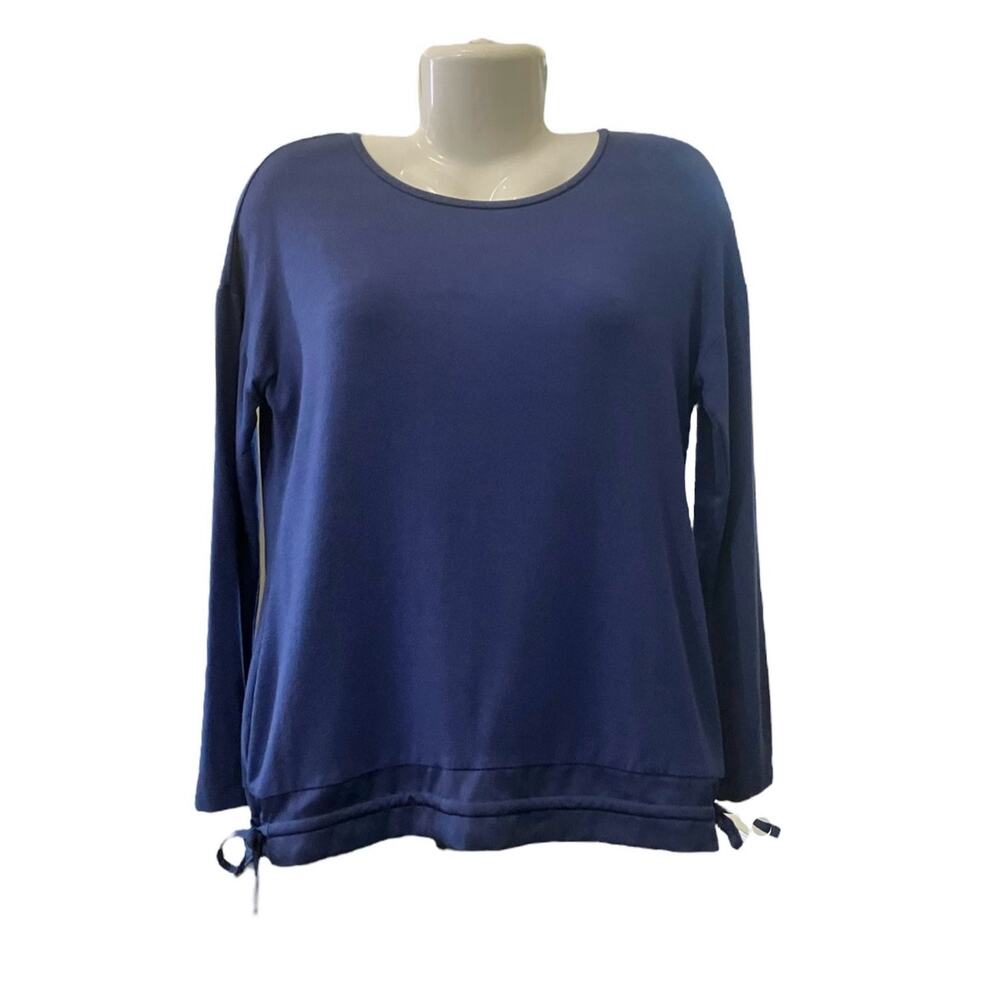 Talbots Petite Women's Navy Long-Sleeve W/ Waist Ties Shirt Casual | Size SP